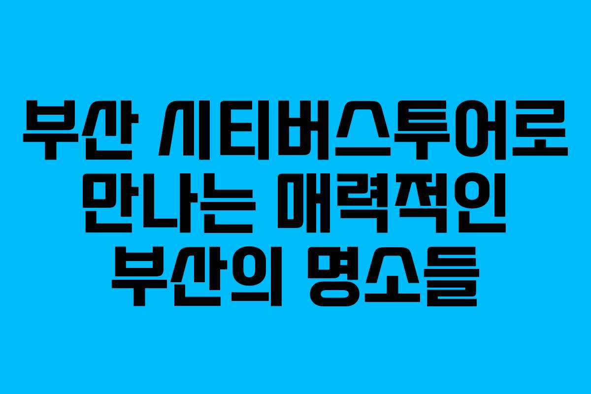 부산 시티버스투어로 만나는 매력적인 부산의 명소들