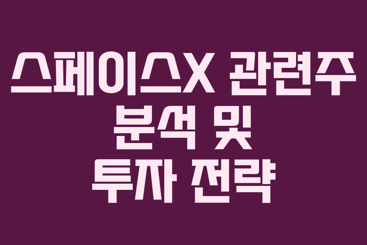 스페이스X 관련주 분석 및 투자 전략