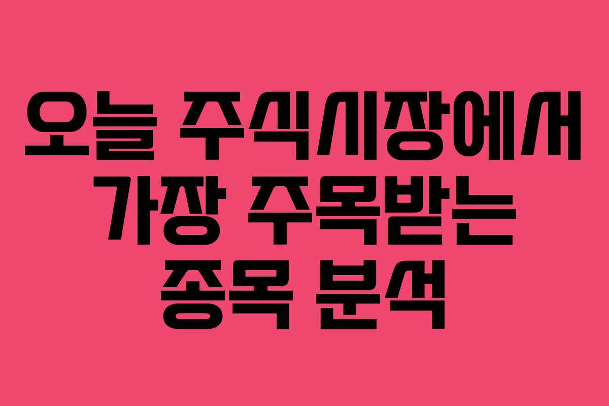 오늘 주식시장에서 가장 주목받는 종목 분석