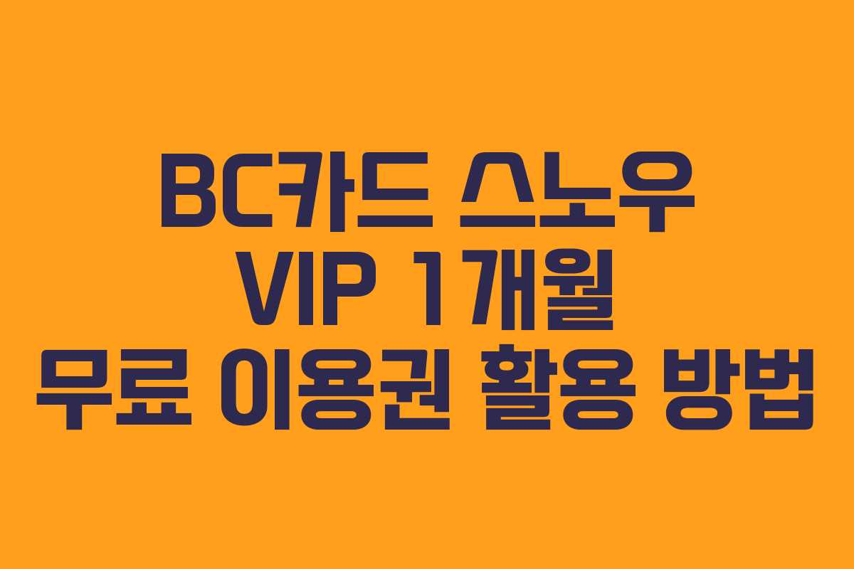 BC카드 스노우 VIP 1개월 무료 이용권 활용 방법