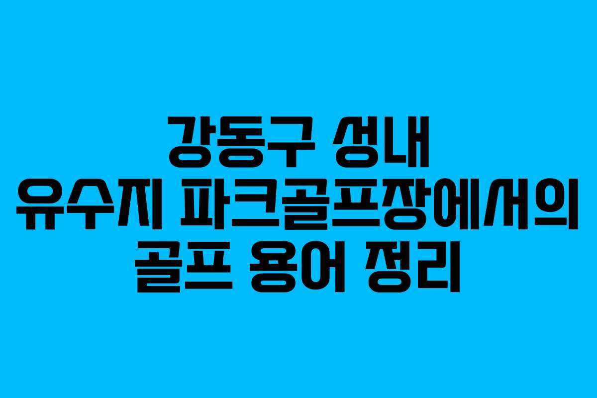 강동구 성내 유수지 파크골프장에서의 골프 용어 정리
