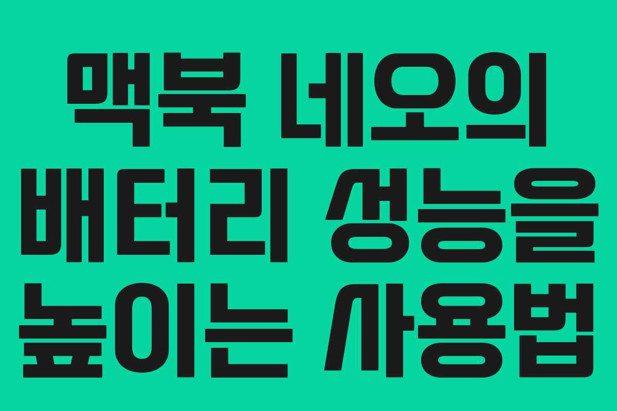 맥북 네오의 배터리 성능을 높이는 사용법