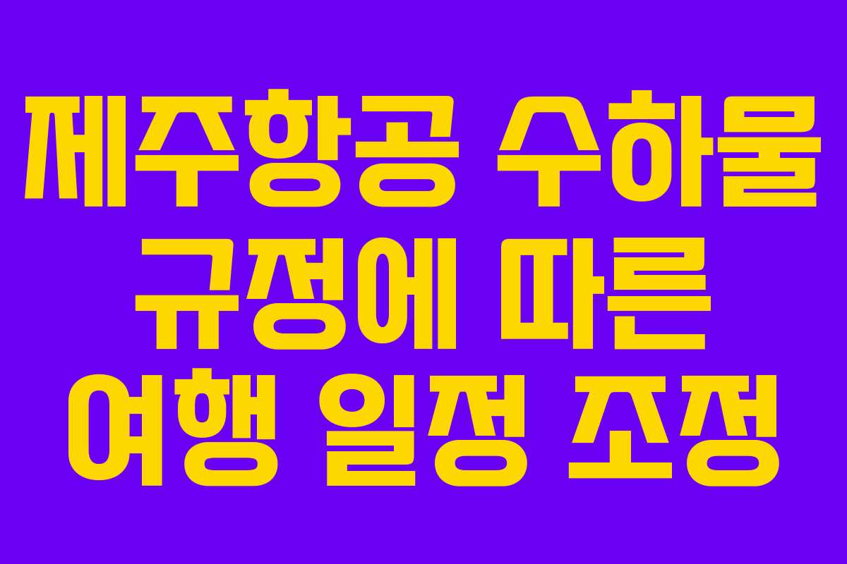 제주항공 수하물 규정에 따른 여행 일정 조정