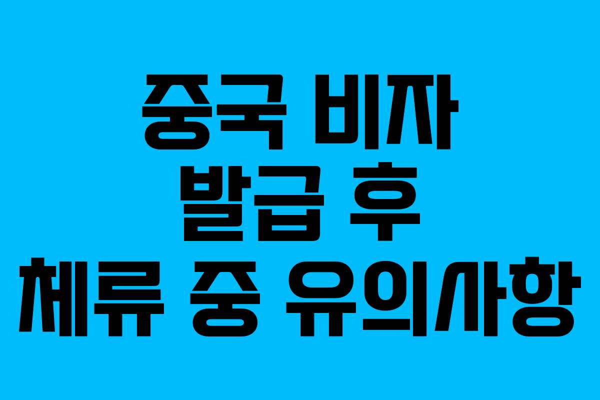 중국 비자 발급 후 체류 중 유의사항