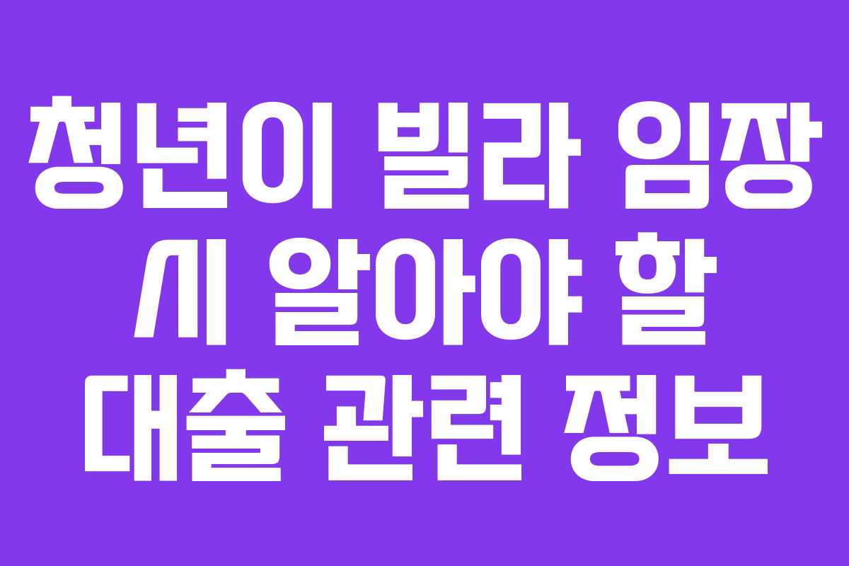 청년이 빌라 임장 시 알아야 할 대출 관련 정보
