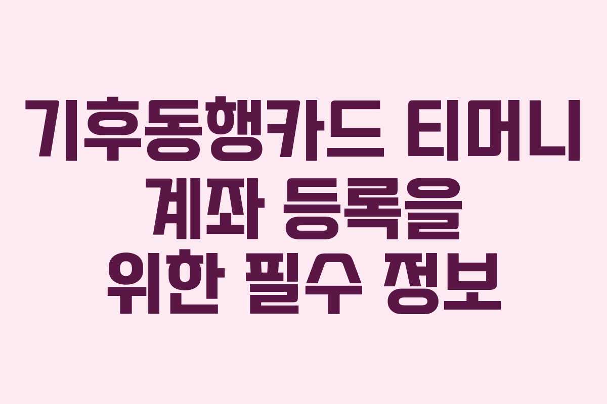 기후동행카드 티머니 계좌 등록을 위한 필수 정보