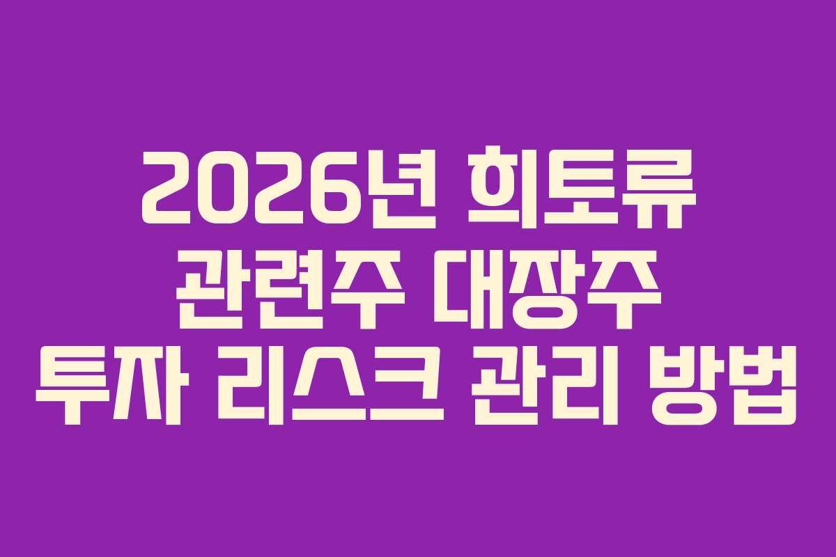 2026년 희토류 관련주 대장주 투자 리스크 관리 방법