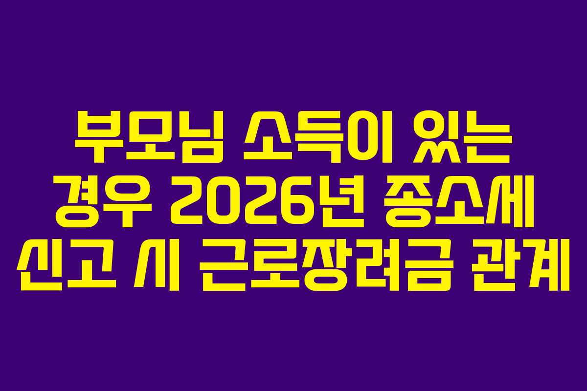 부모님 소득이 있는 경우 2026년 종소세 신고 시 근로장려금 관계