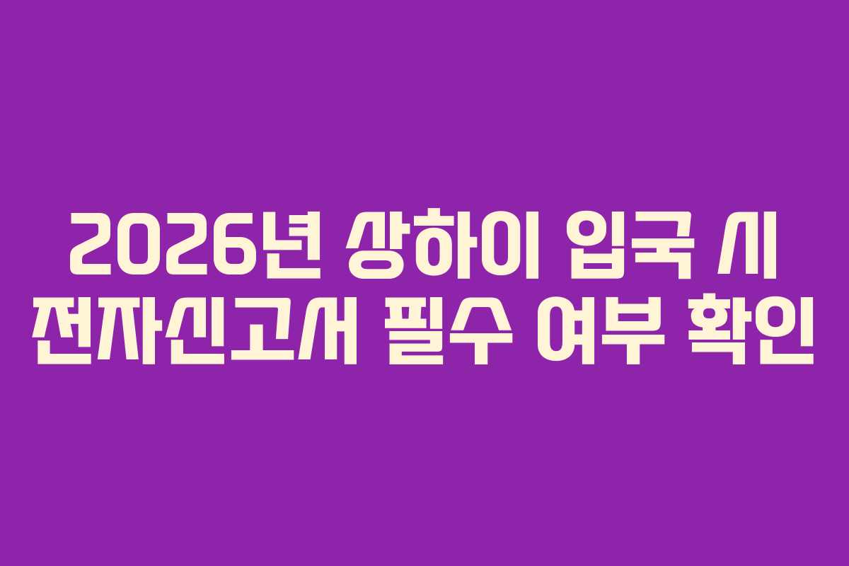 2026년 상하이 입국 시 전자신고서 필수 여부 확인