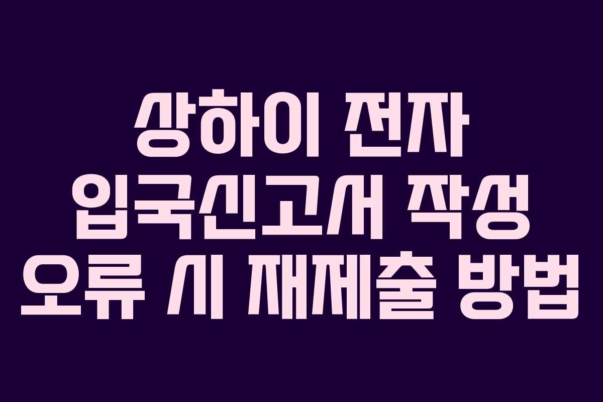 상하이 전자 입국신고서 작성 오류 시 재제출 방법
