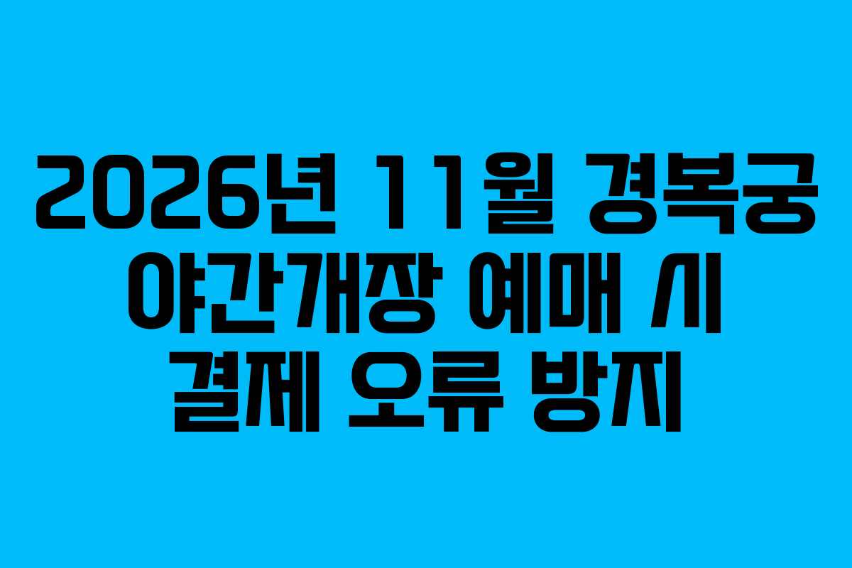 2026년 11월 경복궁 야간개장 예매 시 결제 오류 방지