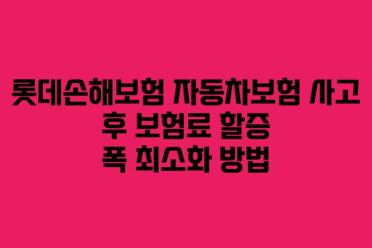 롯데손해보험 자동차보험 사고 후 보험료 할증 폭 최소화 방법