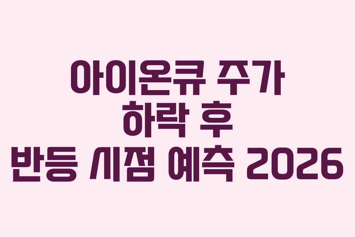 아이온큐 주가 하락 후 반등 시점 예측 2026