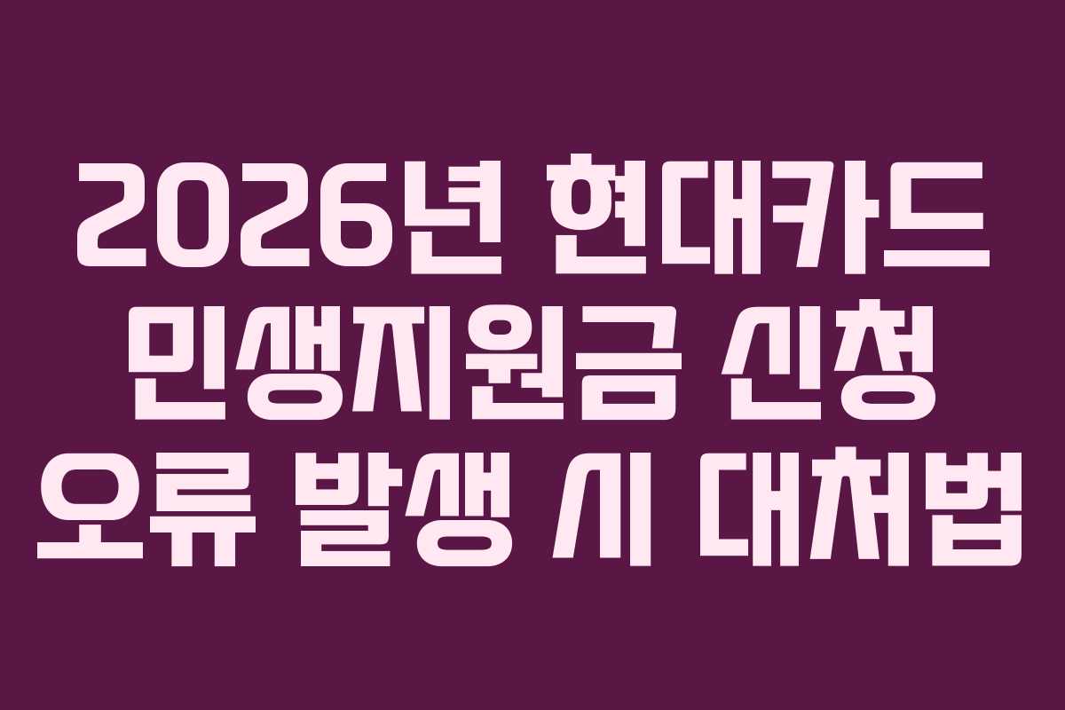 2026년 현대카드 민생지원금 신청 오류 발생 시 대처법
