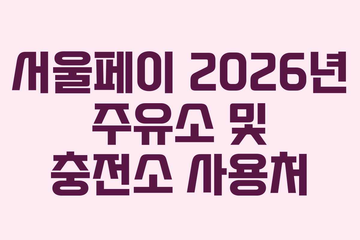 서울페이 2026년 주유소 및 충전소 사용처