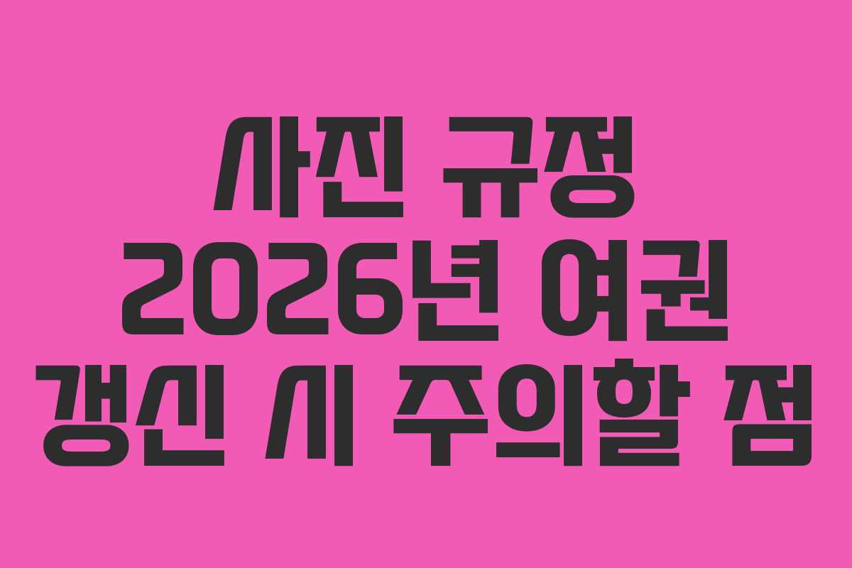 사진 규정 2026년 여권 갱신 시 주의할 점