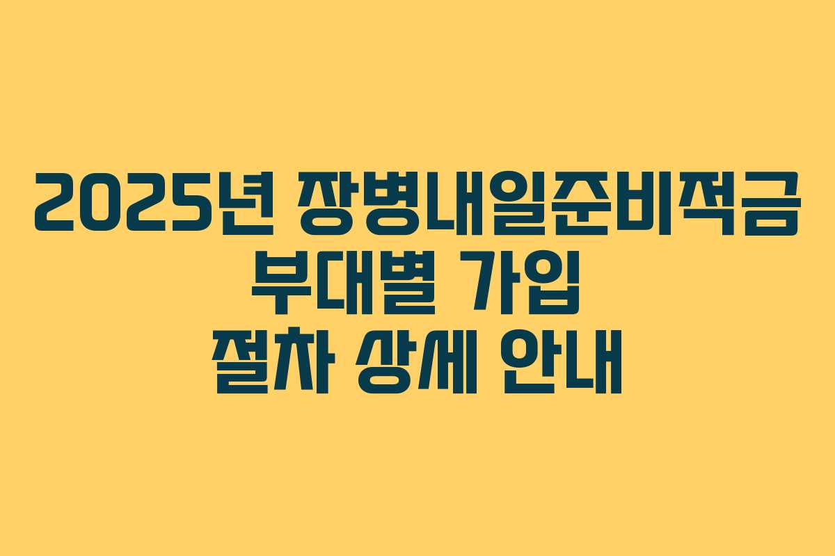 2025년 장병내일준비적금 부대별 가입 절차 상세 안내