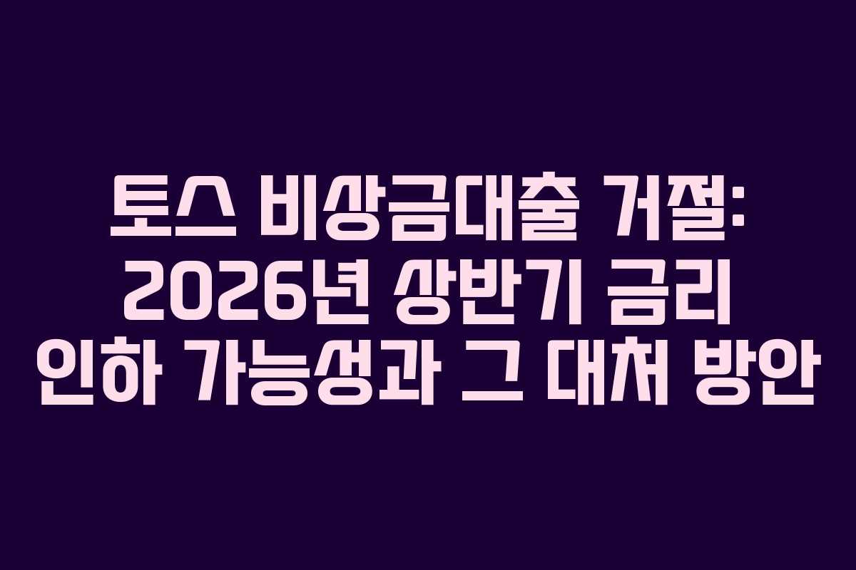 토스 비상금대출 거절: 2026년 상반기 금리 인하 가능성과 그 대처 방안