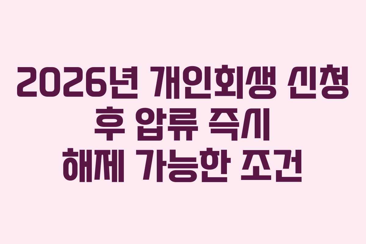 2026년 개인회생 신청 후 압류 즉시 해제 가능한 조건