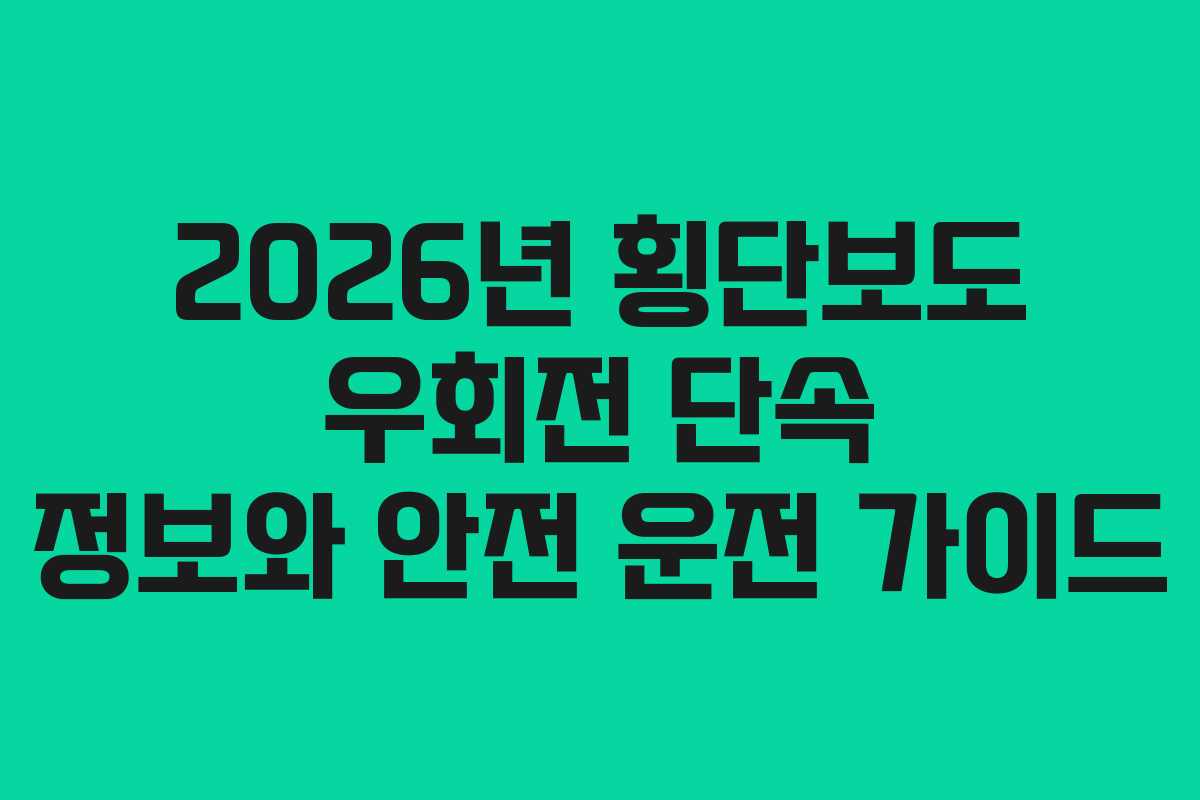 2026년 횡단보도 우회전 단속 정보와 안전 운전 가이드