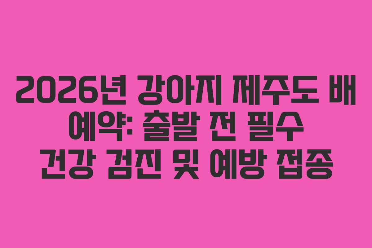 2026년 강아지 제주도 배 예약: 출발 전 필수 건강 검진 및 예방 접종