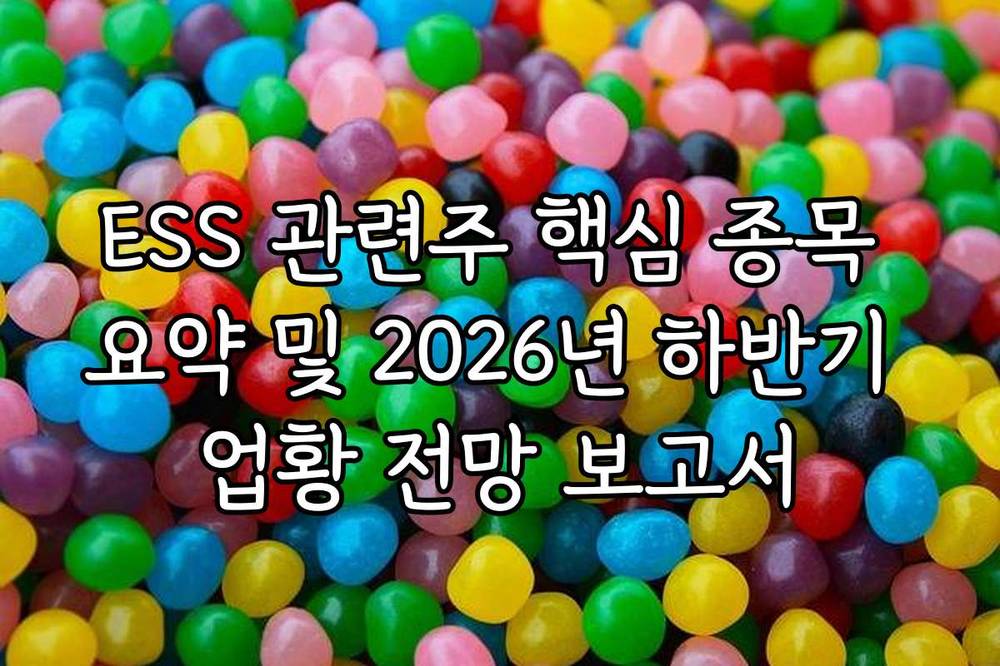 ESS 관련주 핵심 종목 요약 및 2026년 하반기 업황 전망 보고서