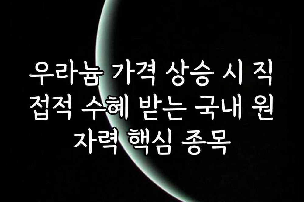 우라늄 가격 상승 시 직접적 수혜 받는 국내 원자력 핵심 종목