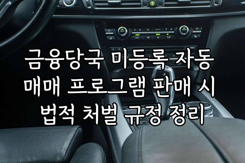 금융당국 미등록 자동 매매 프로그램 판매 시 법적 처벌 규정 정리