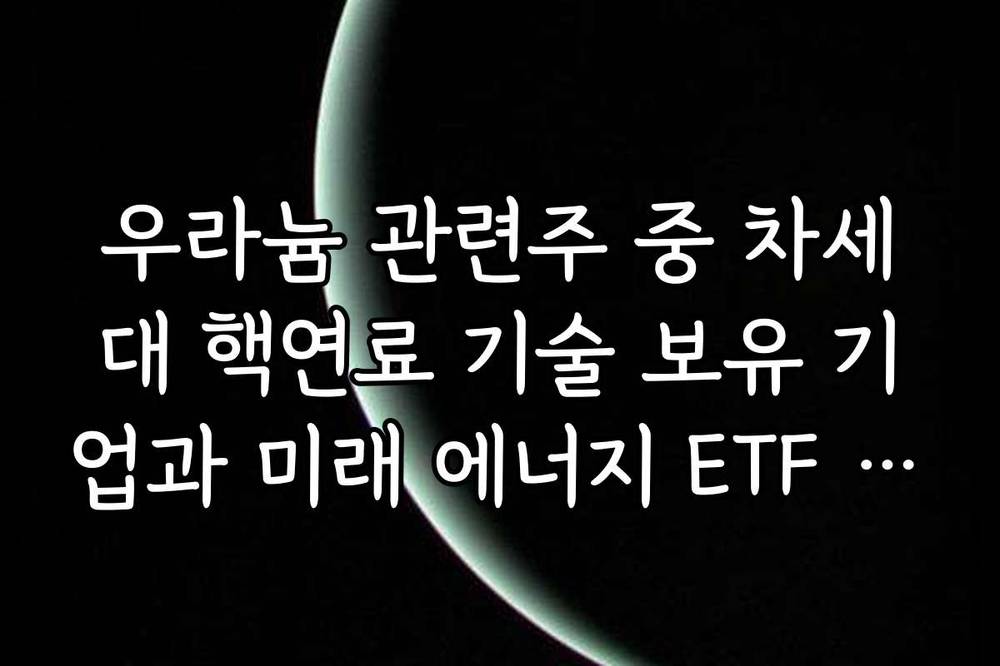 우라늄 관련주 중 차세대 핵연료 기술 보유 기업과 미래 에너지 ETF 전망