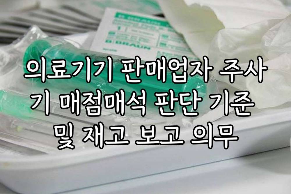 의료기기 판매업자 주사기 매점매석 판단 기준 및 재고 보고 의무