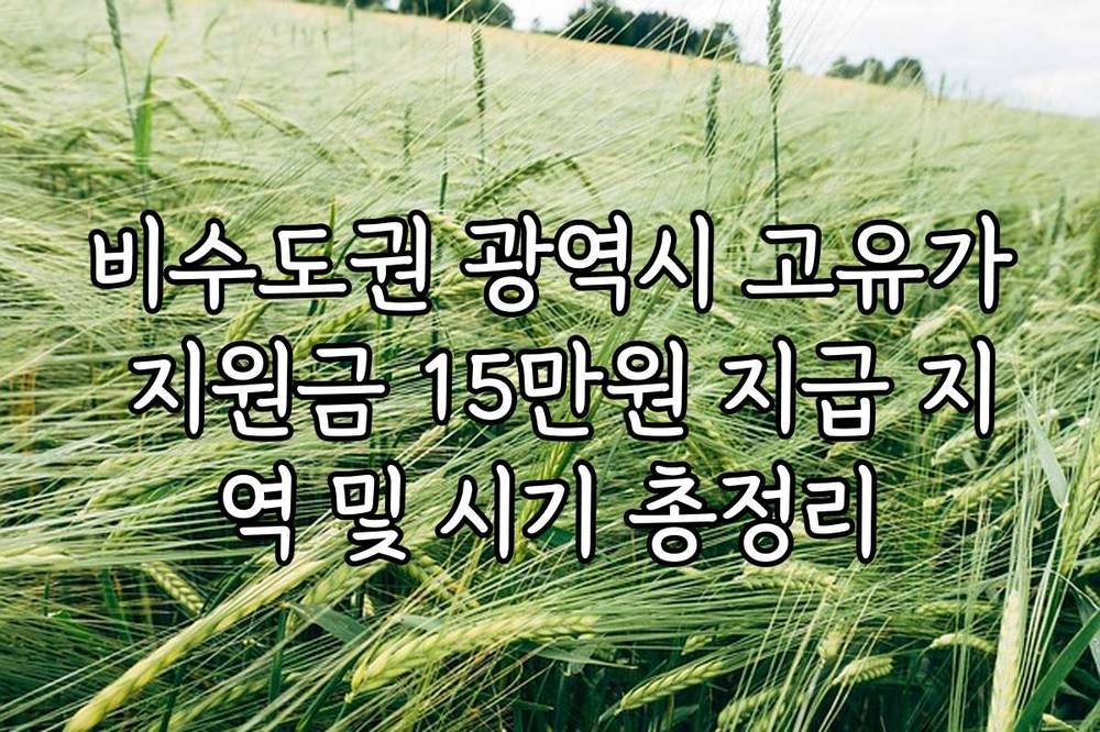 비수도권 광역시 고유가 지원금 15만원 지급 지역 및 시기 총정리