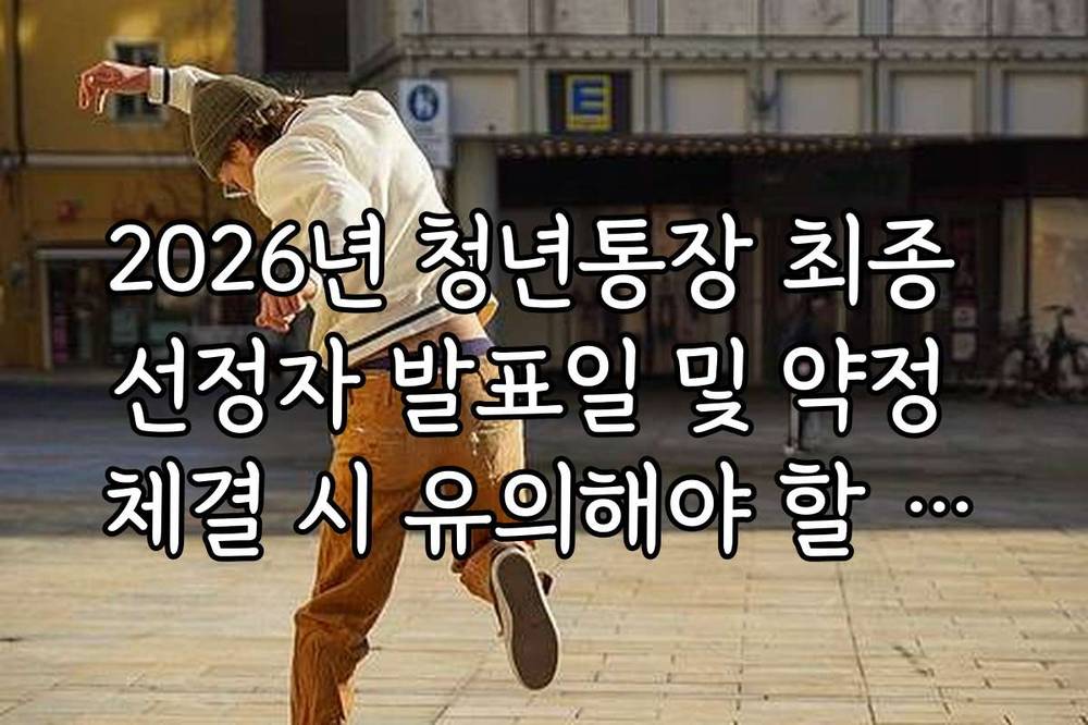 2026년 청년통장 최종 선정자 발표일 및 약정 체결 시 유의해야 할 사항