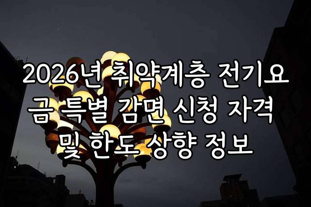 2026년 취약계층 전기요금 특별 감면 신청 자격 및 한도 상향 정보