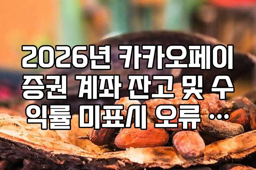 2026년 카카오페이증권 계좌 잔고 및 수익률 미표시 오류 확인 절차