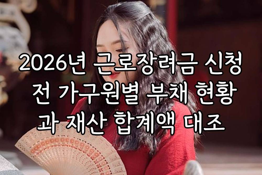 2026년 근로장려금 신청 전 가구원별 부채 현황과 재산 합계액 대조