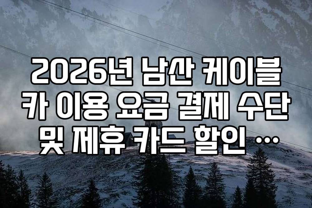 2026년 남산 케이블카 이용 요금 결제 수단 및 제휴 카드 할인 혜택