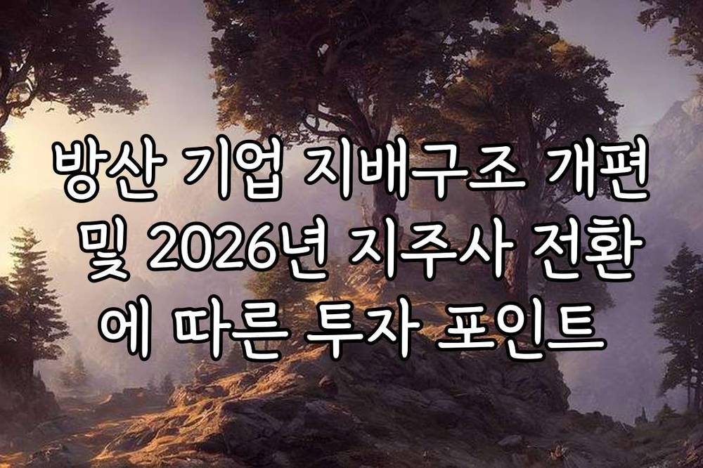 방산 기업 지배구조 개편 및 2026년 지주사 전환에 따른 투자 포인트