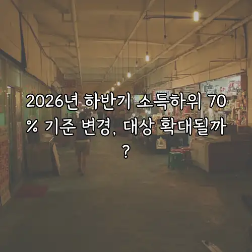 2026년 하반기 소득하위 70% 기준 변경, 대상 확대될까?