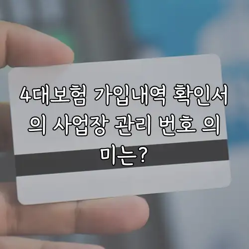 4대보험 가입내역 확인서의 사업장 관리 번호 의미는?