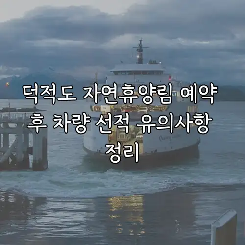 덕적도 자연휴양림 예약 후 차량 선적 유의사항 정리