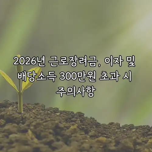 2026년 근로장려금, 이자 및 배당소득 300만원 초과 시 주의사항