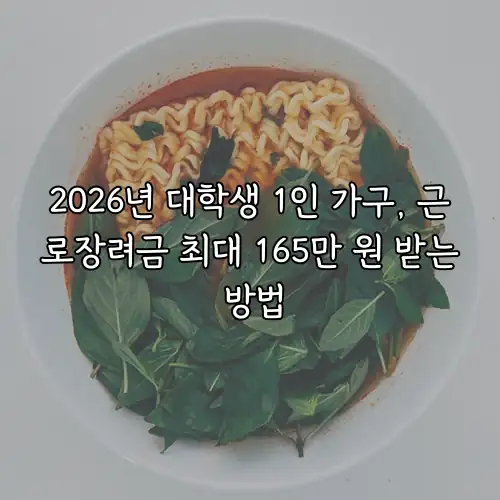 2026년 대학생 1인 가구, 근로장려금 최대 165만 원 받는 방법