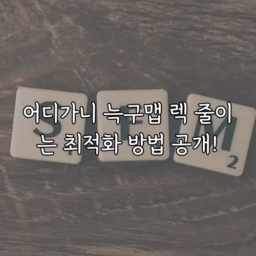 어디가니 늑구맵 렉 줄이는 최적화 방법 공개!