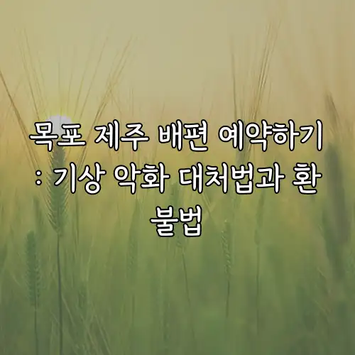 목포 제주 배편 예약하기: 기상 악화 대처법과 환불법