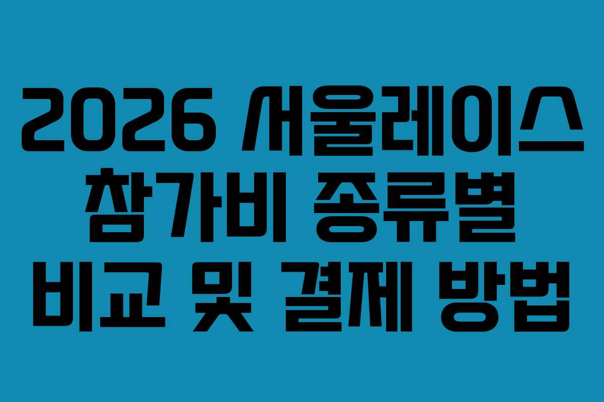 2026 서울레이스 참가비 종류별 비교 및 결제 방법