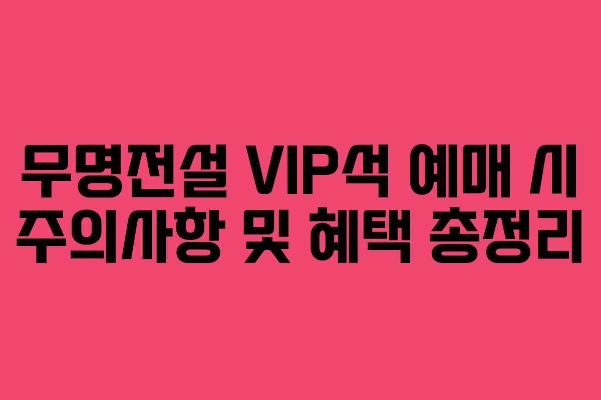 무명전설 VIP석 예매 시 주의사항 및 혜택 총정리