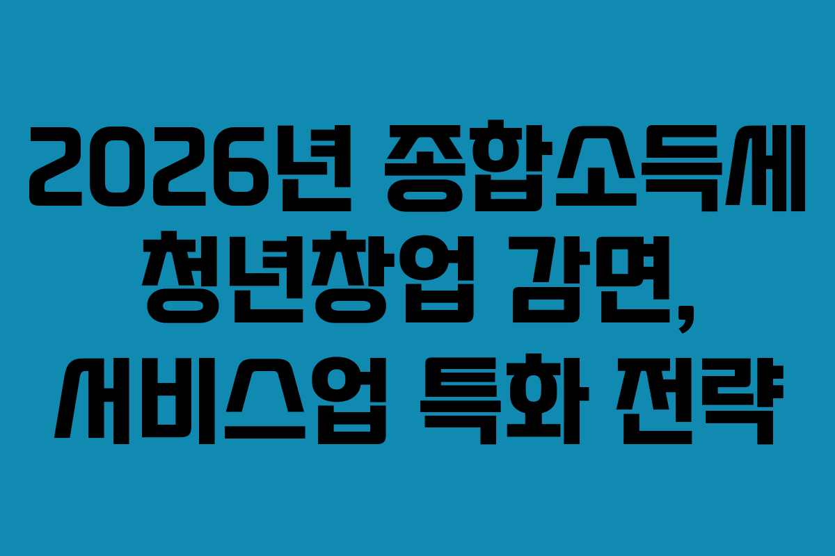 2026년 종합소득세 청년창업 감면, 서비스업 특화 전략