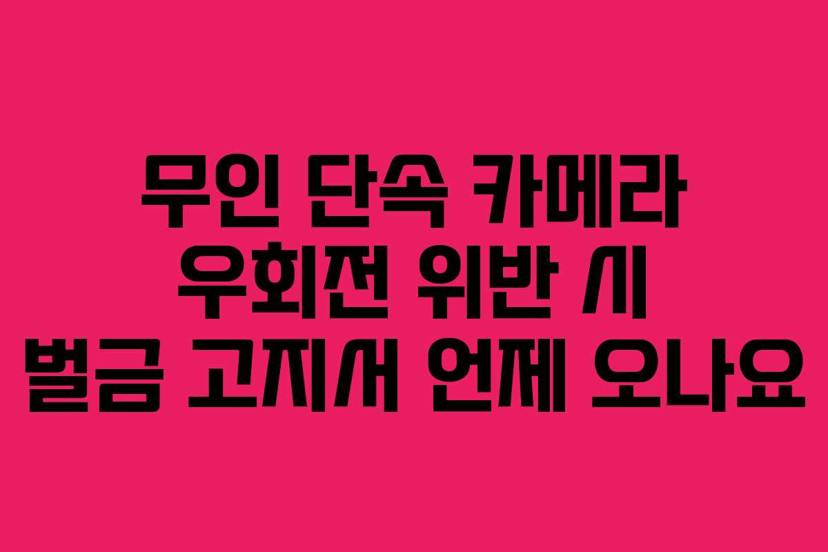 무인 단속 카메라 우회전 위반 시 벌금 고지서 언제 오나요
