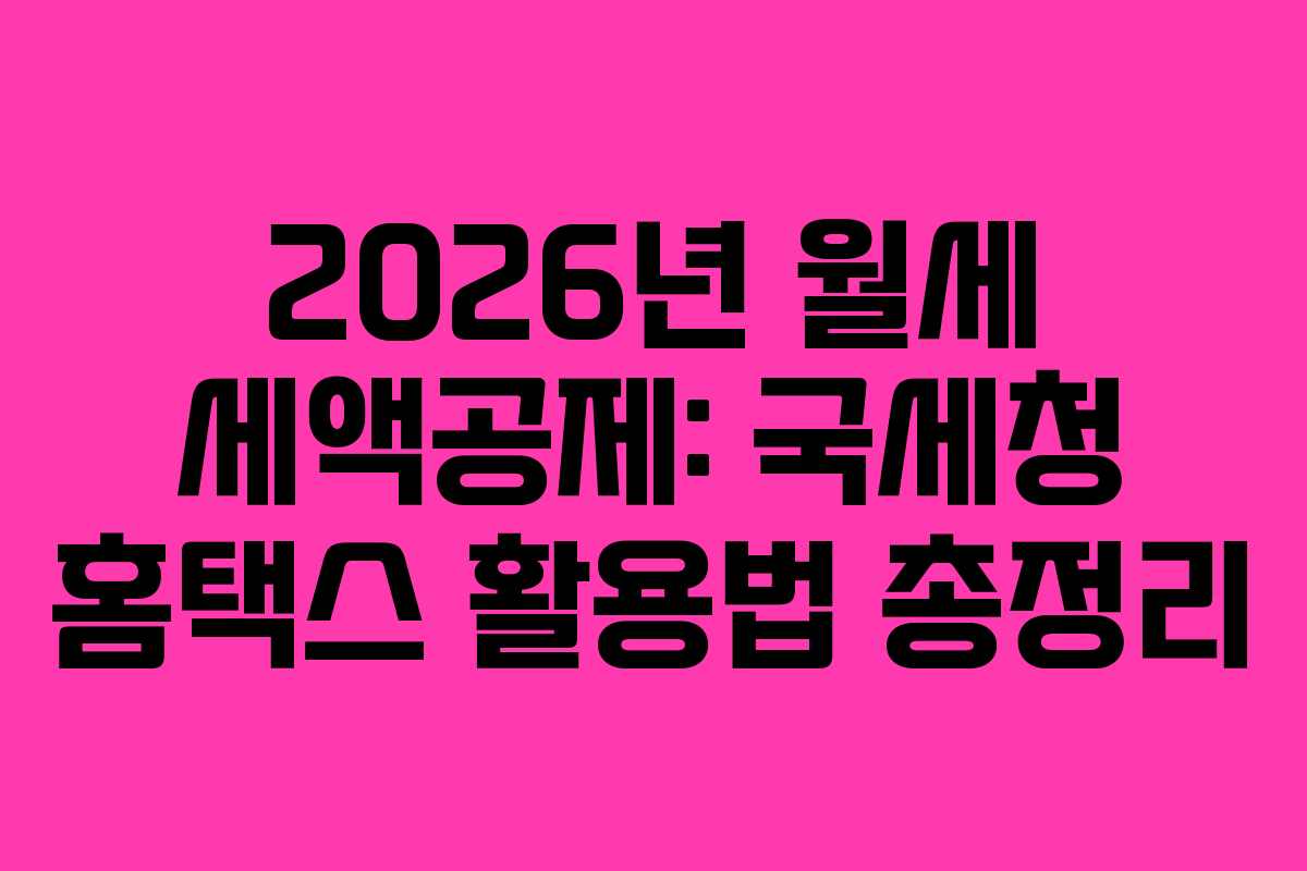 2026년 월세 세액공제: 국세청 홈택스 활용법 총정리