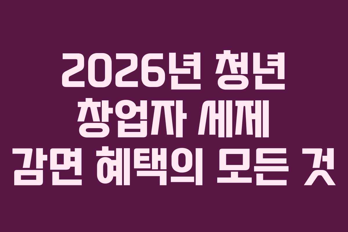 2026년 청년 창업자 세제 감면 혜택의 모든 것